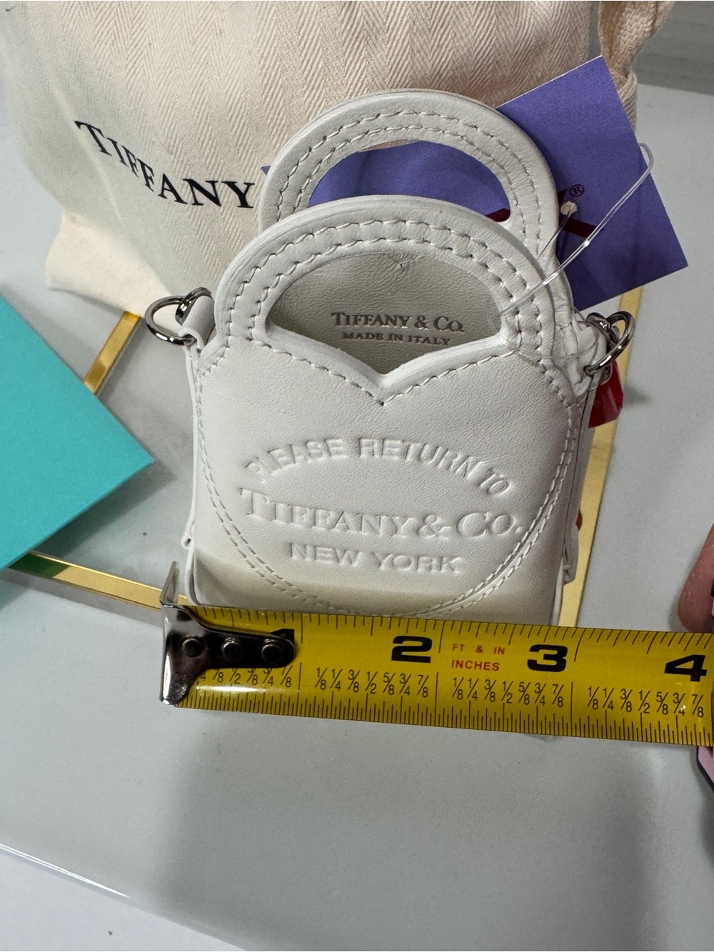 Tiffany & Co. White Leather Nano 'Please Return To' Heart Bag --RARE-NWT - Picture 5 of 6